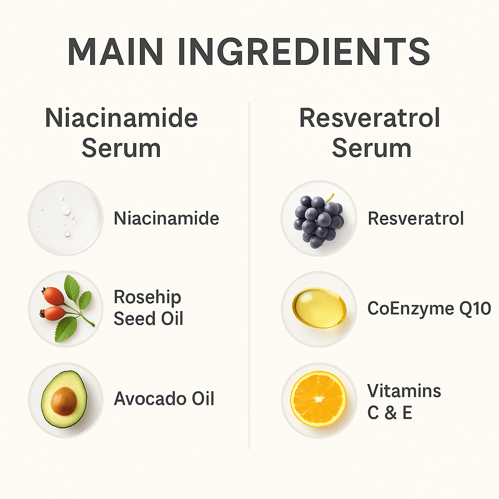 Organic Niacinamide + Resveratrol Serum Duo – Anti-Aging Face Serum Set for Pores, Wrinkles & Brightening