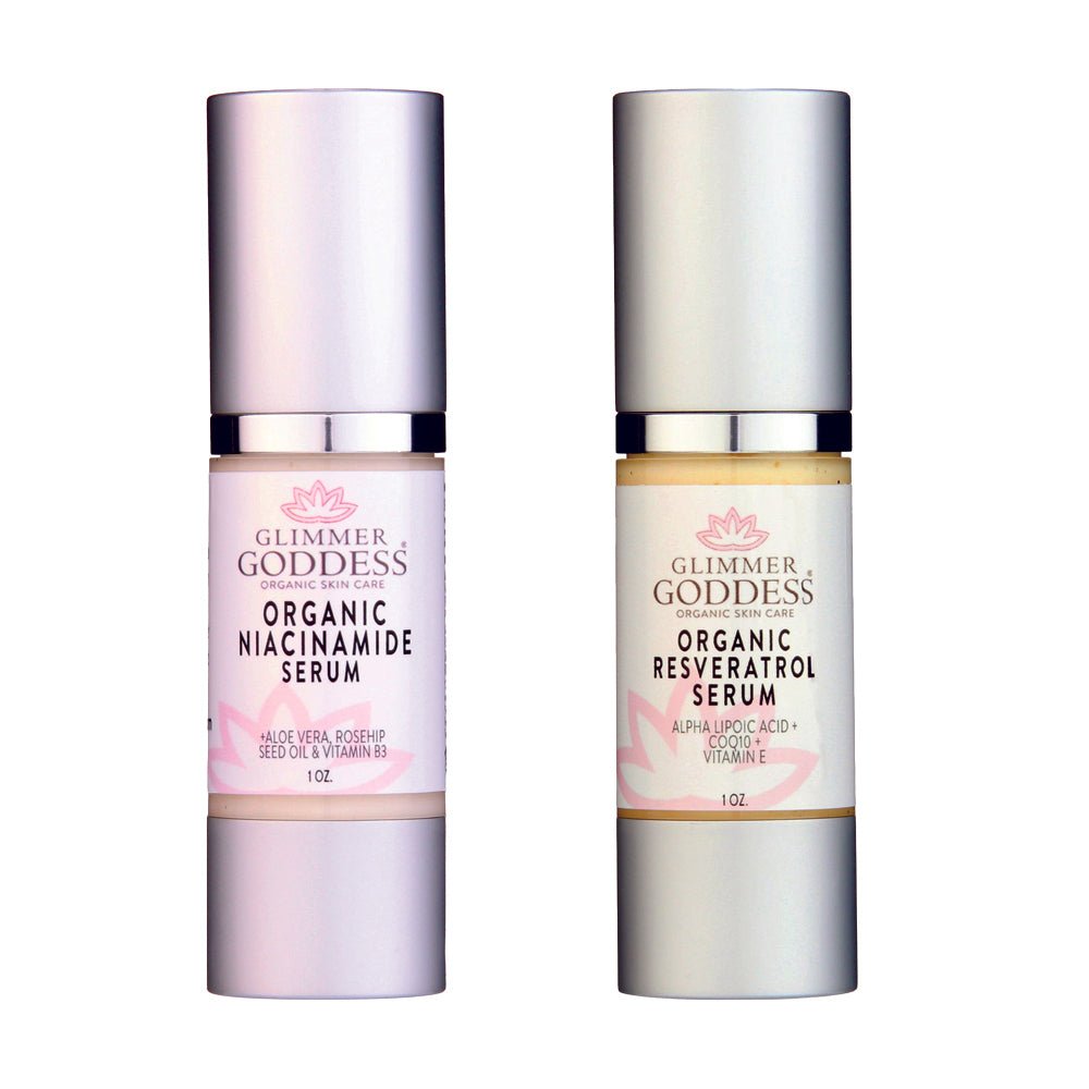 Organic Niacinamide + Resveratrol Serum Duo – Anti-Aging Face Serum Set for Pores, Wrinkles & Brightening